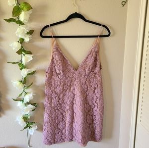 Beautiful Free People size 10 pink floral lace mini dress